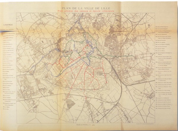 Plan général des canaux et égoûts collecteurs, au début du XXème siècle