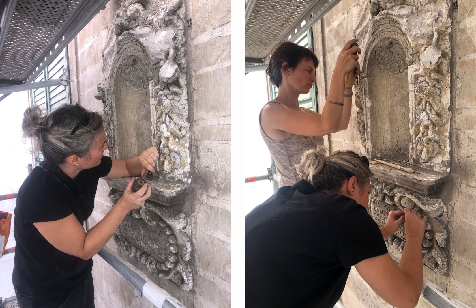 Opération de sauvetage des niches votives et groupes sculptés : démarrage des travaux